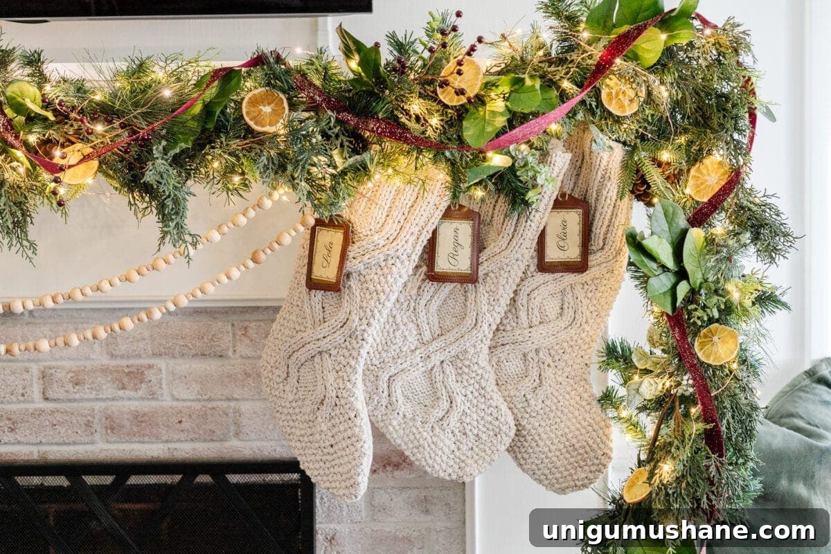 DIY Christmas Mantel Garland Ideas to Transform Your Fireplace 3 colonial williamsburg inspired Christmas greenery using dried fruits and leaves