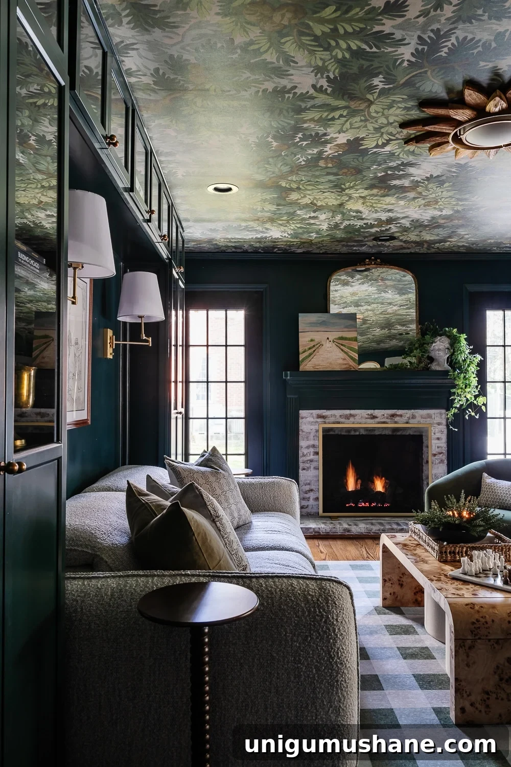 DIY Home Media Room Makeover Ideas on a Budget 18 modern traditional home theater room with fireplace painted Sherwin Williams Cascades