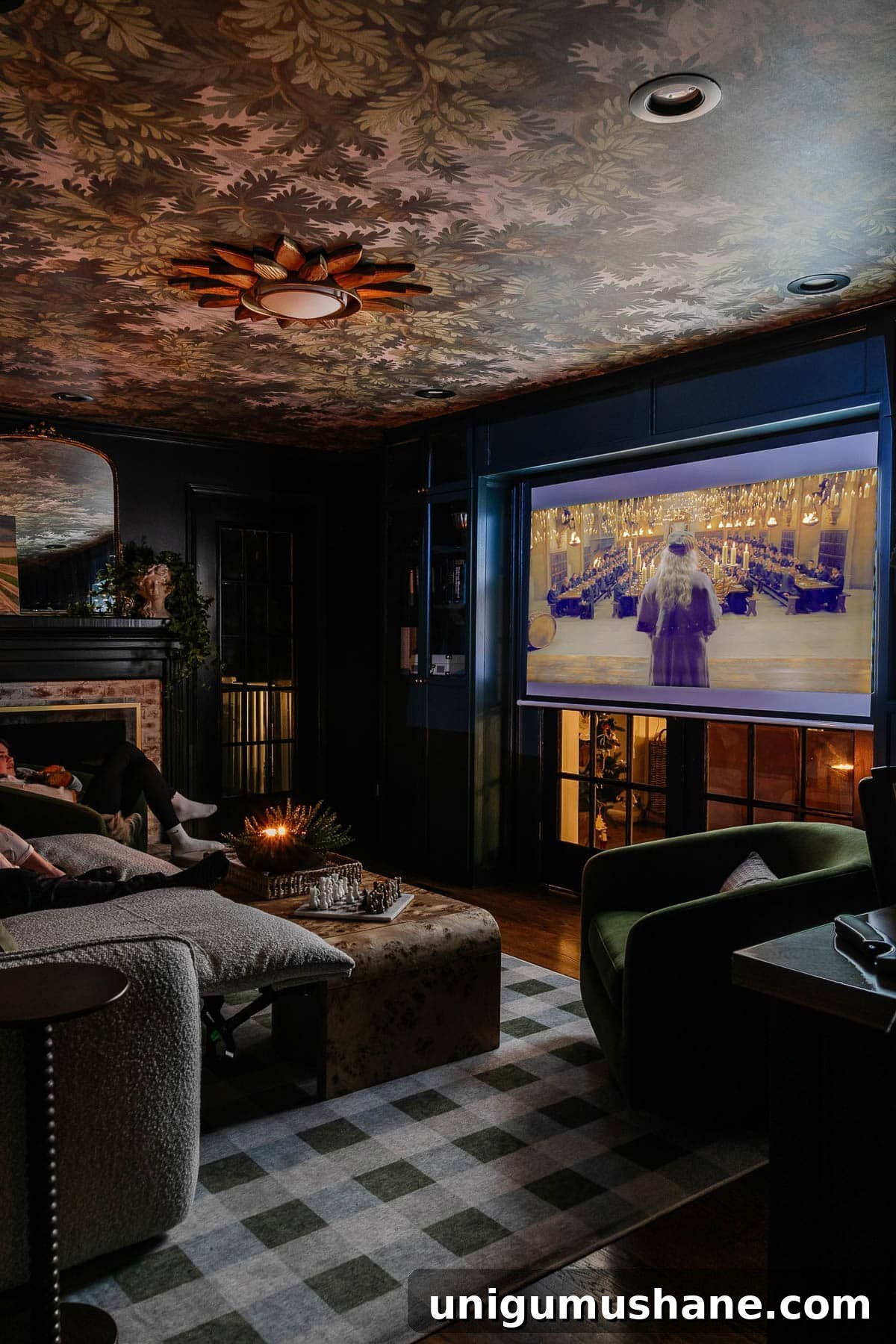 DIY Home Media Room Makeover Ideas on a Budget 22 Harry Potter movie on home theater room screen