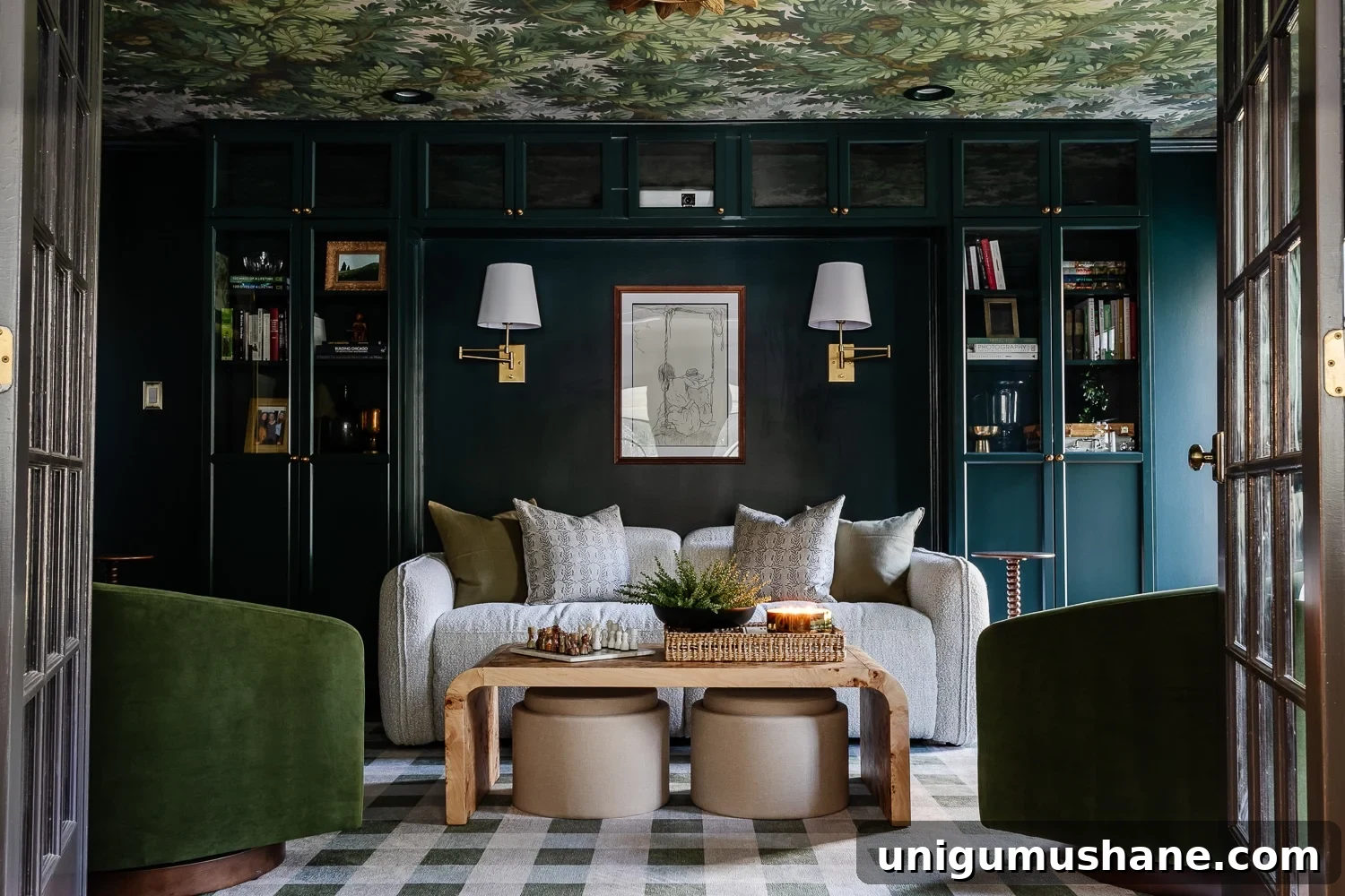 DIY Home Media Room Makeover Ideas on a Budget 7 recliner sofa surrounded by built in bookcase