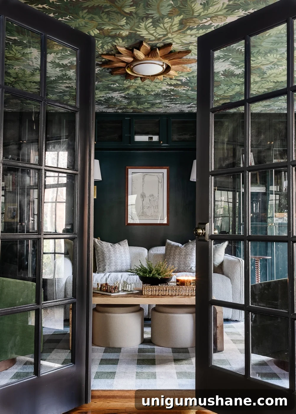 DIY Home Media Room Makeover Ideas on a Budget 8 french doors leading into media room