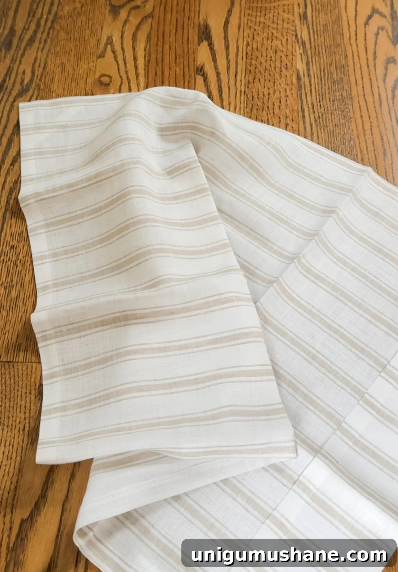 Make No-Sew Cafe Curtains: Step-by-Step DIY Guide 3 striped kitchen towel