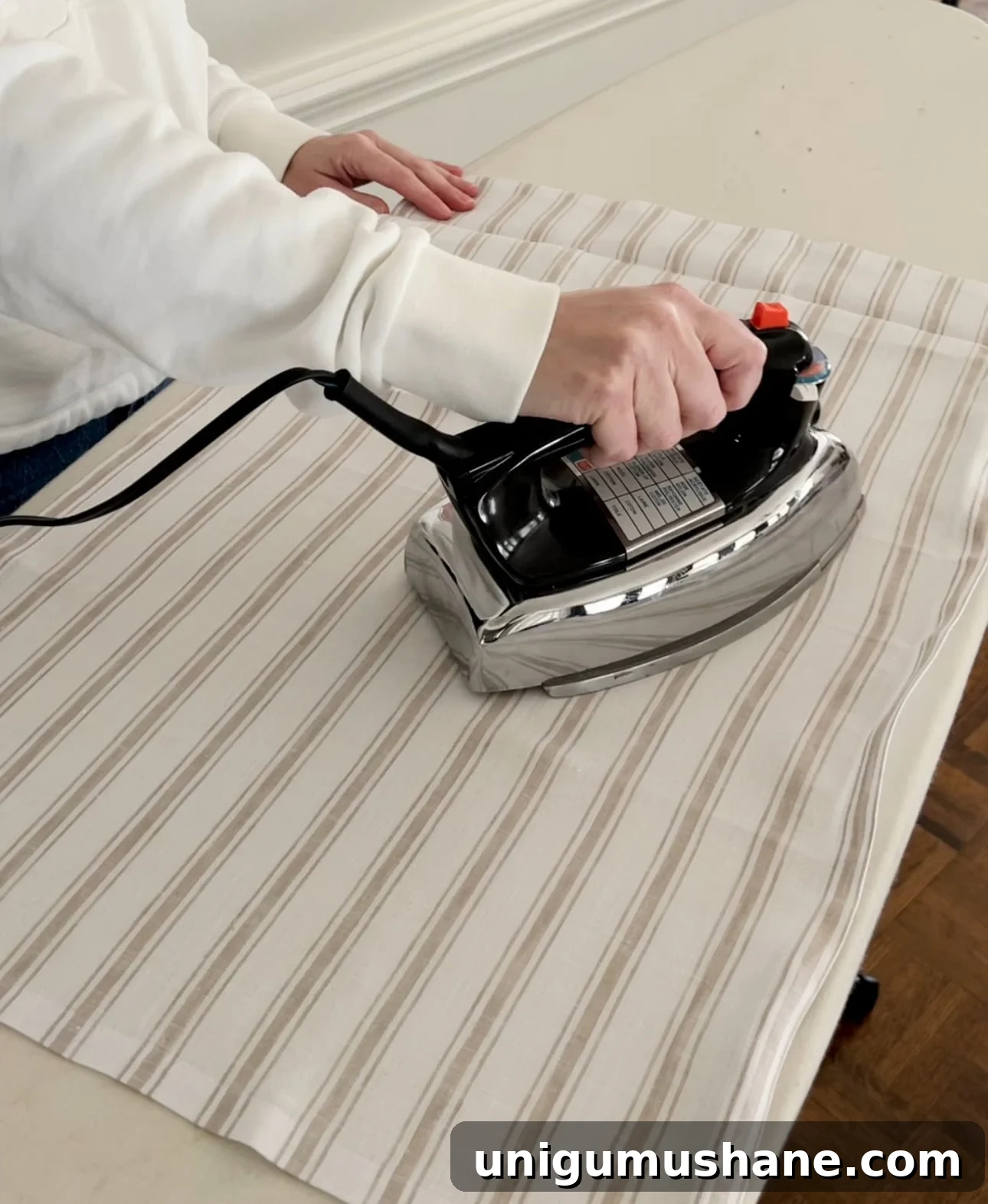 Make No-Sew Cafe Curtains: Step-by-Step DIY Guide 7 hot iron on a linen kitchen towel