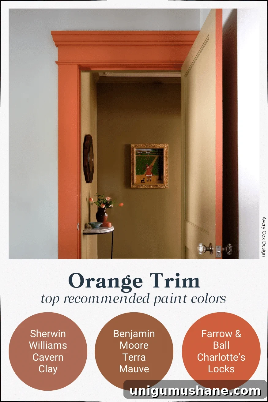 terra cotta / orange contrast trim paint colors