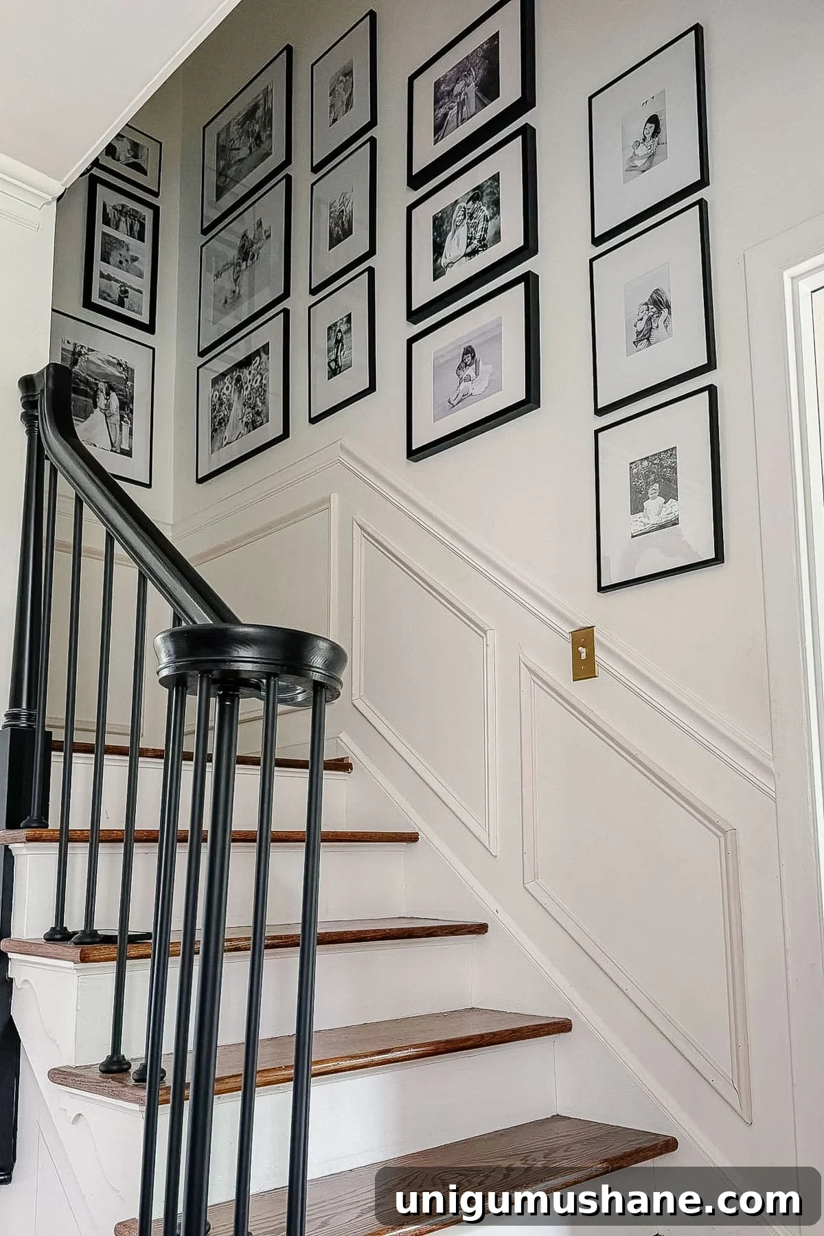 DIY wainscoting on staircase