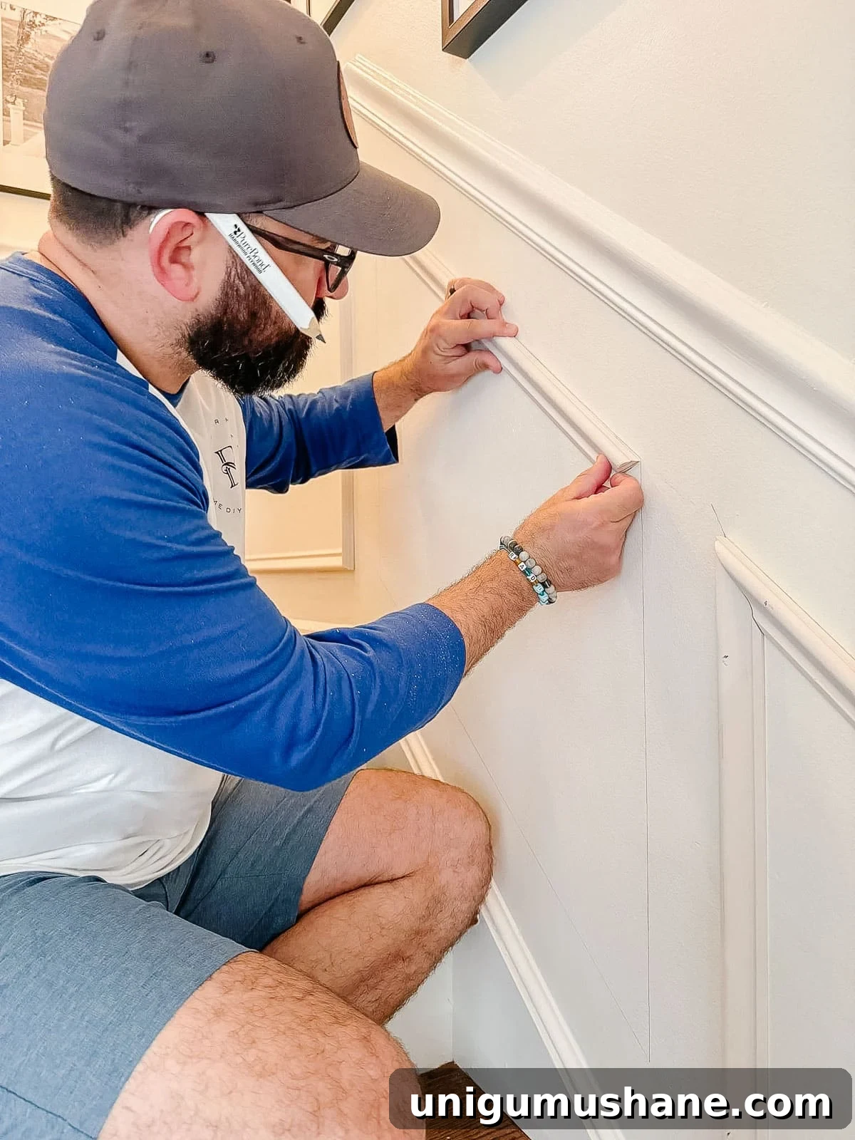 installing picture frame molding on stairs