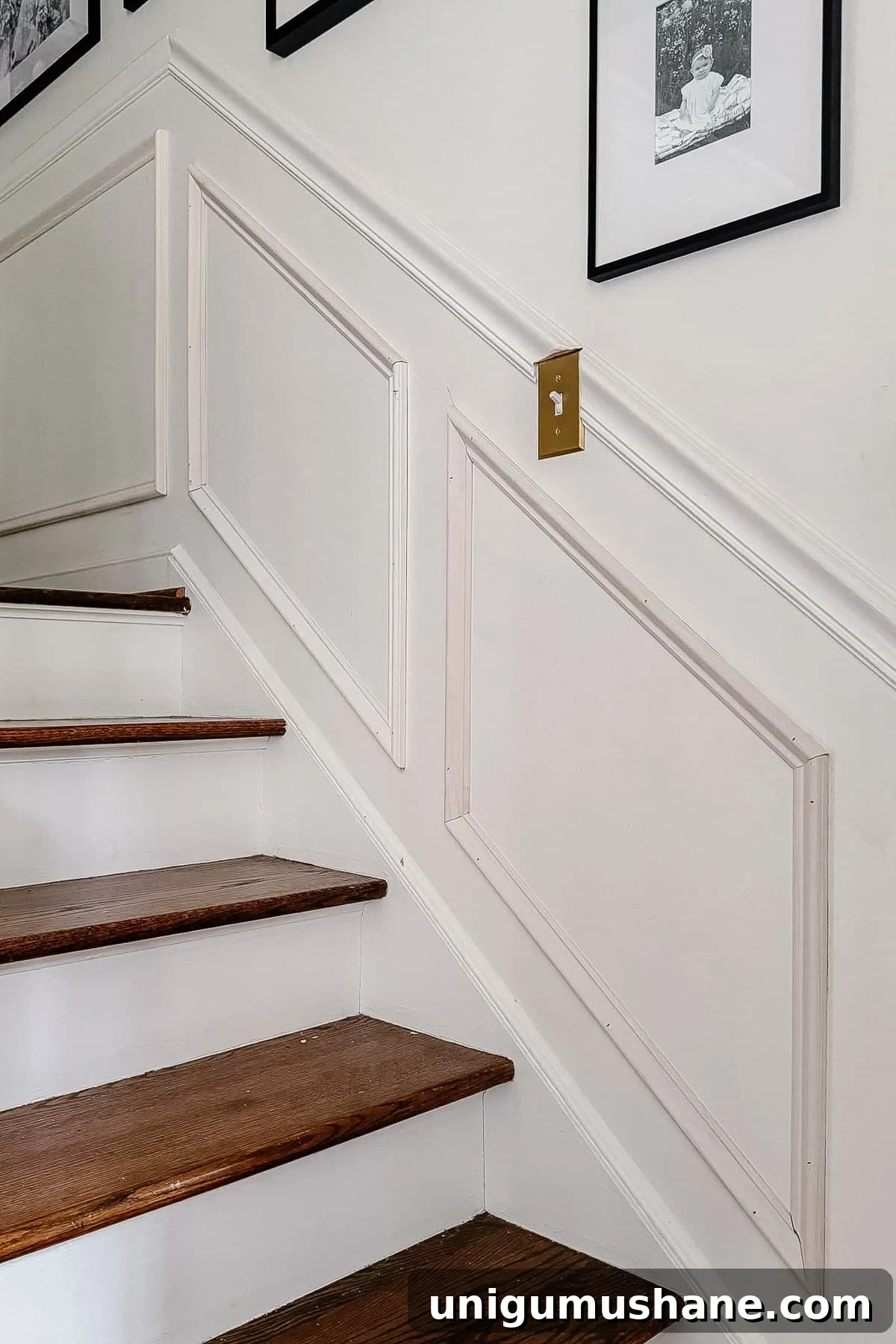 DIY wainscoting on stairs