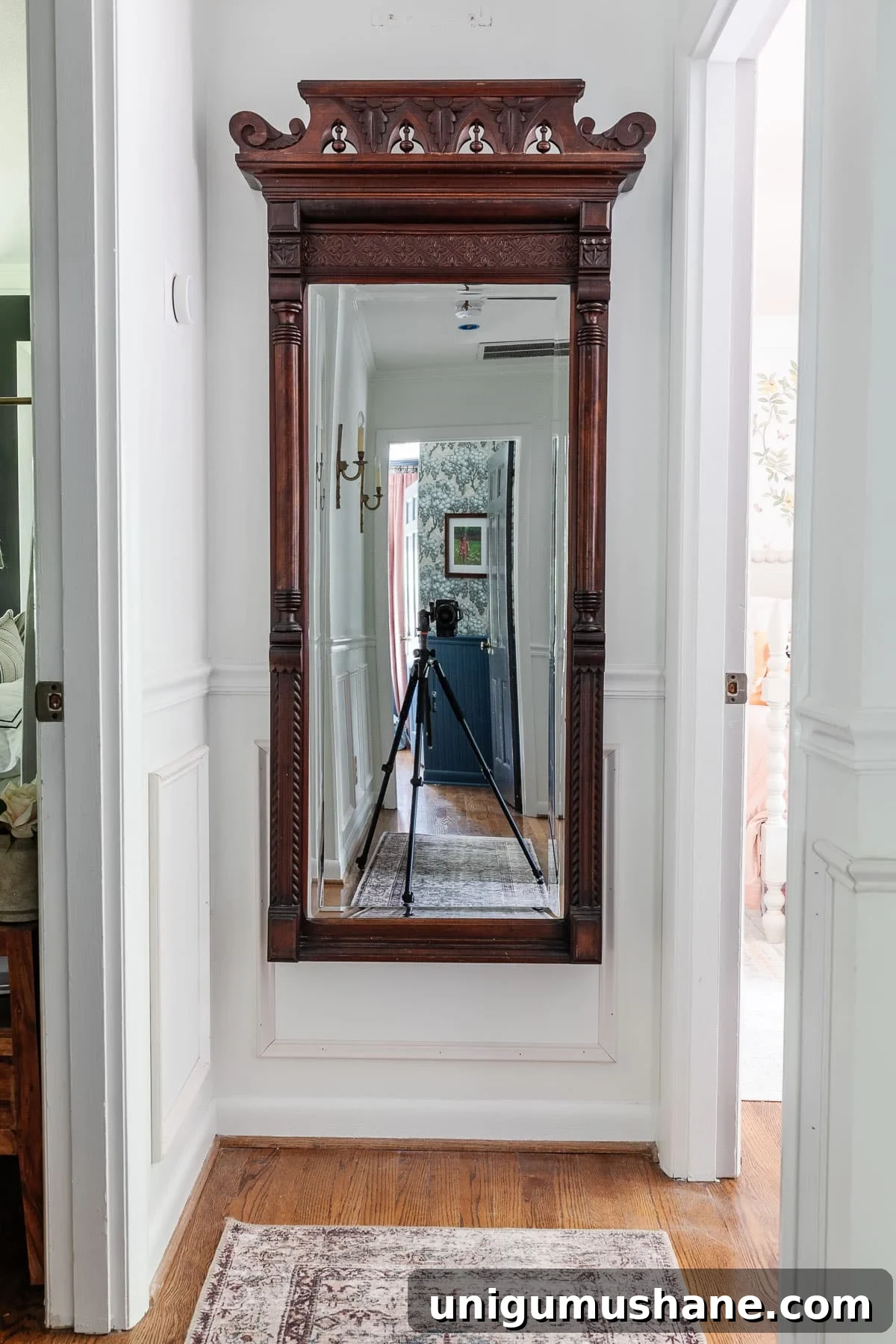 Where to Buy Antique Furniture and Vintage Home Decor Online 4 white hallway with full length antique mirror