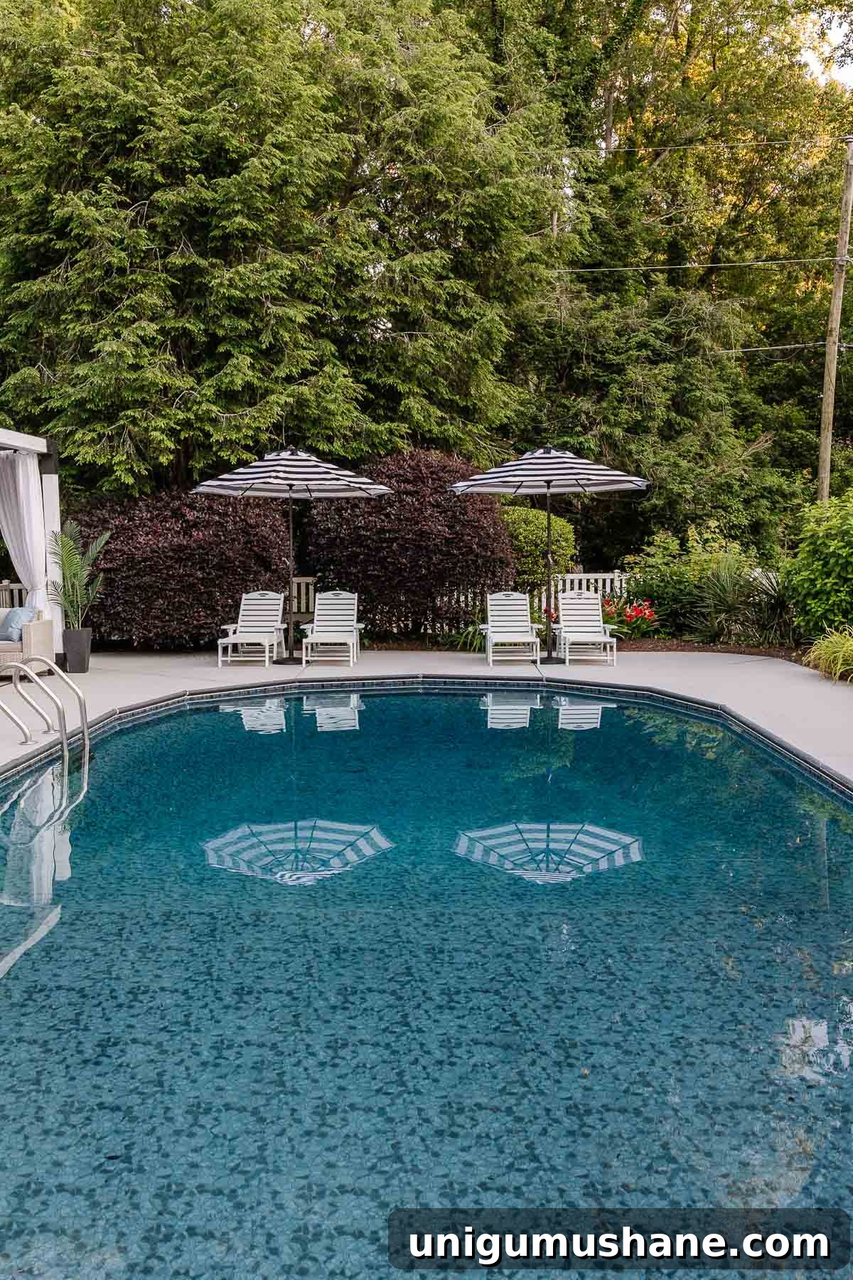 Amazon Patio Furniture and Outdoor Decor: Affordable Luxury 5 backyard pool with lounge chairs and umbrellas