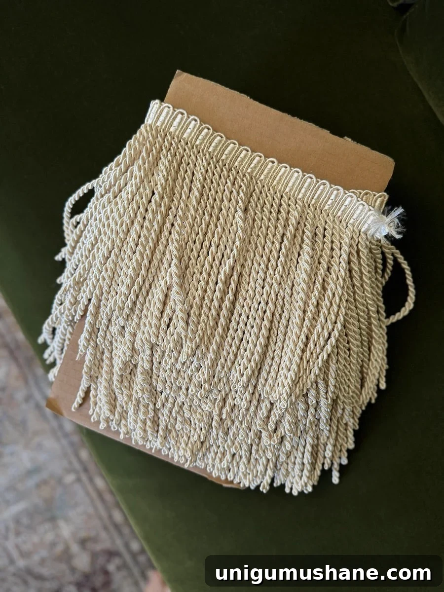 Transform Sofas and Chairs with DIY Fringe Trim 4 bullion fringe trim