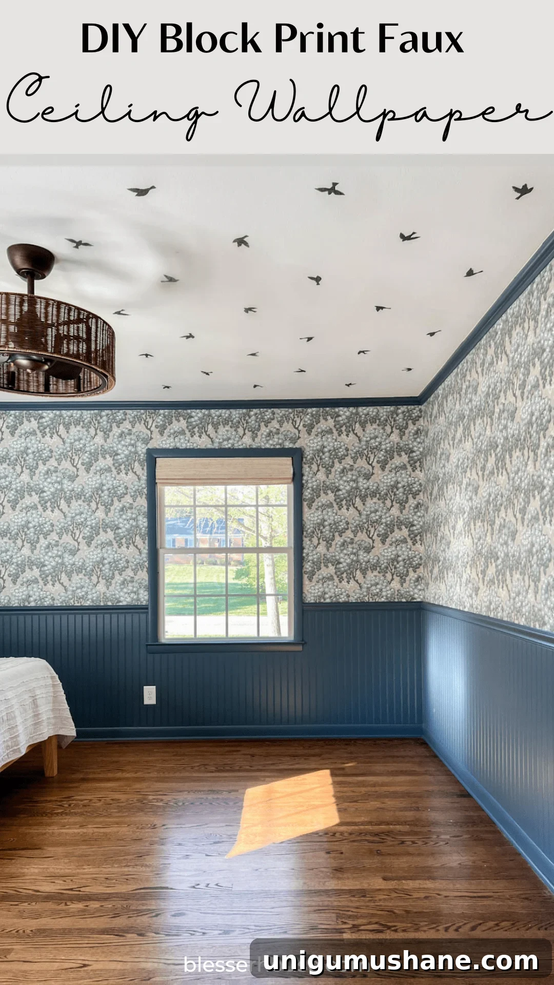 8 Genius Ways to Cover Popcorn Ceilings Without Removing Them 14 DIY Faux Block Print Ceiling Wallpaper Using Vinyl Decals