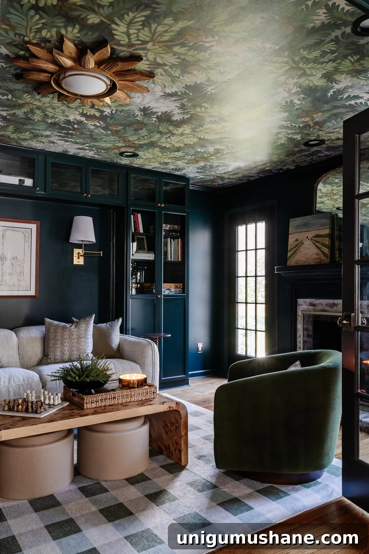 8 Genius Ways to Cover Popcorn Ceilings Without Removing Them 8 wallpaper covering a textured ceiling