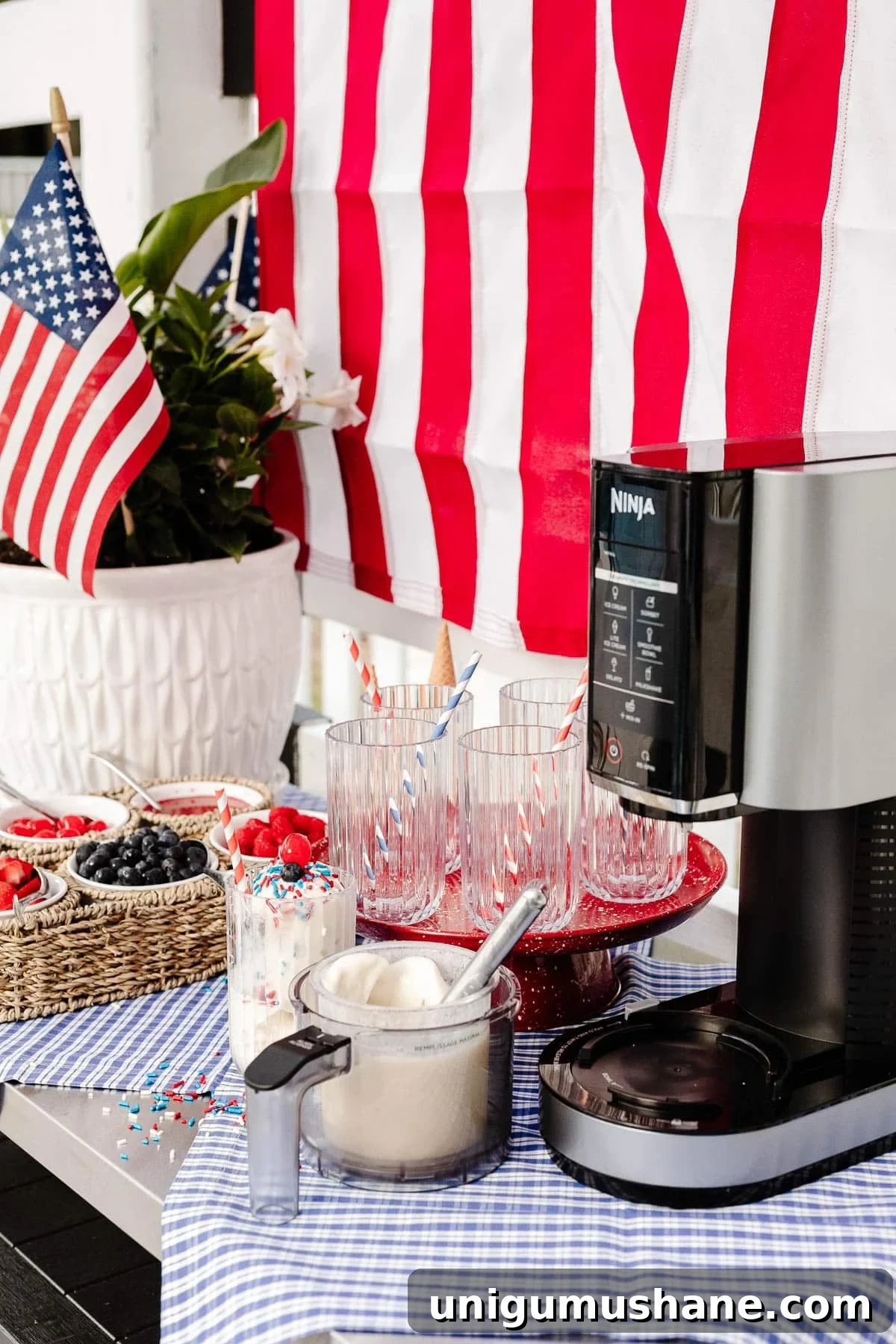 DIY Red White and Blue Ice Cream Sundae Bar for July 4 4 how to make a vanilla protein ice cream in the Ninja Creami ice cream maker using just 3 ingredients