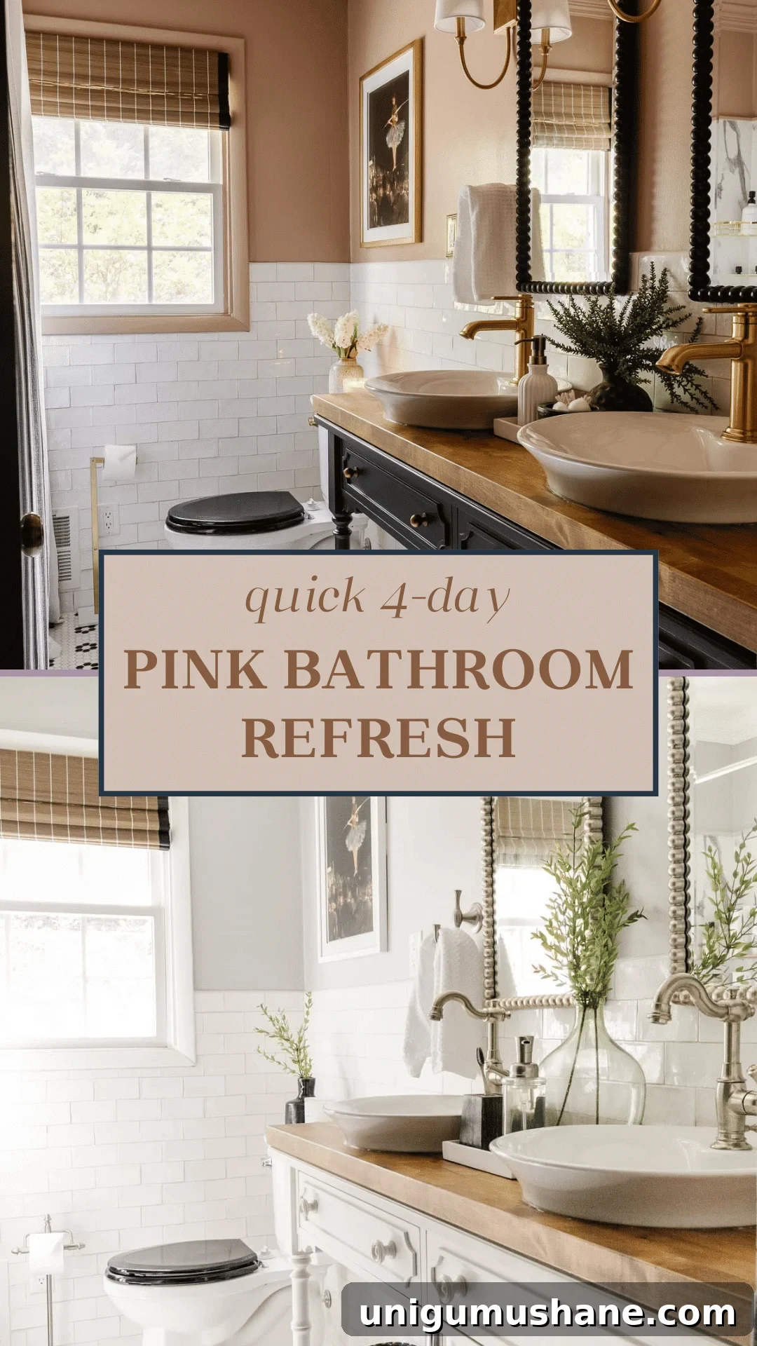 4-Day Black and Pink Bathroom Makeover: Before and After 2 black and pink bathroom makeover before and after