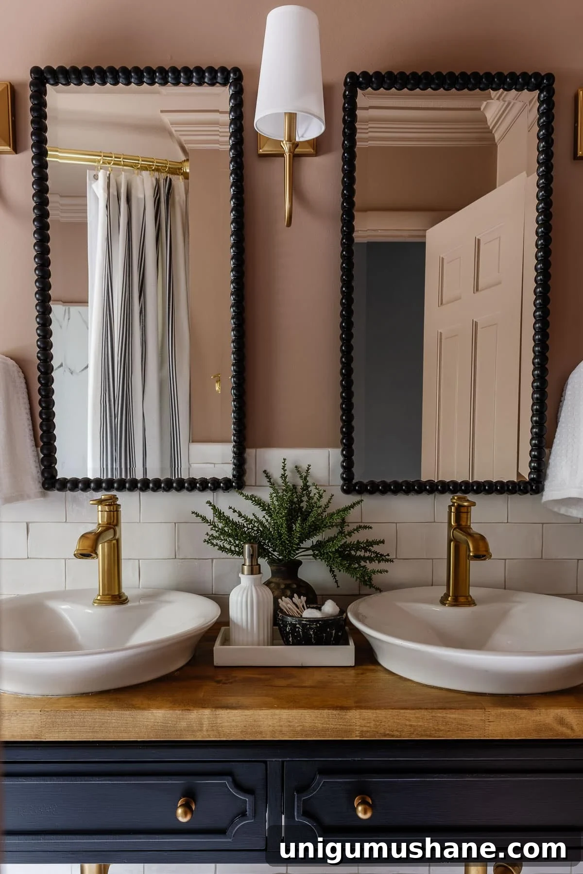 4-Day Black and Pink Bathroom Makeover: Before and After 12 mauve bathroom walls with black vanity