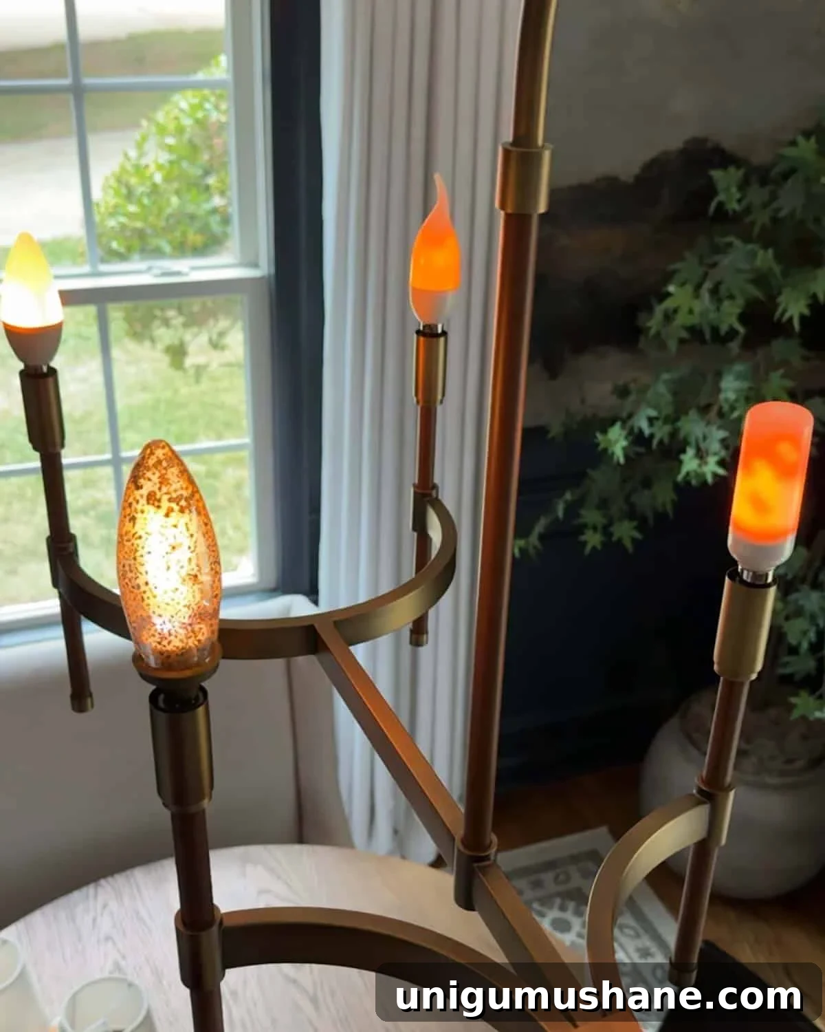 flame light bulbs tested in a chandelier