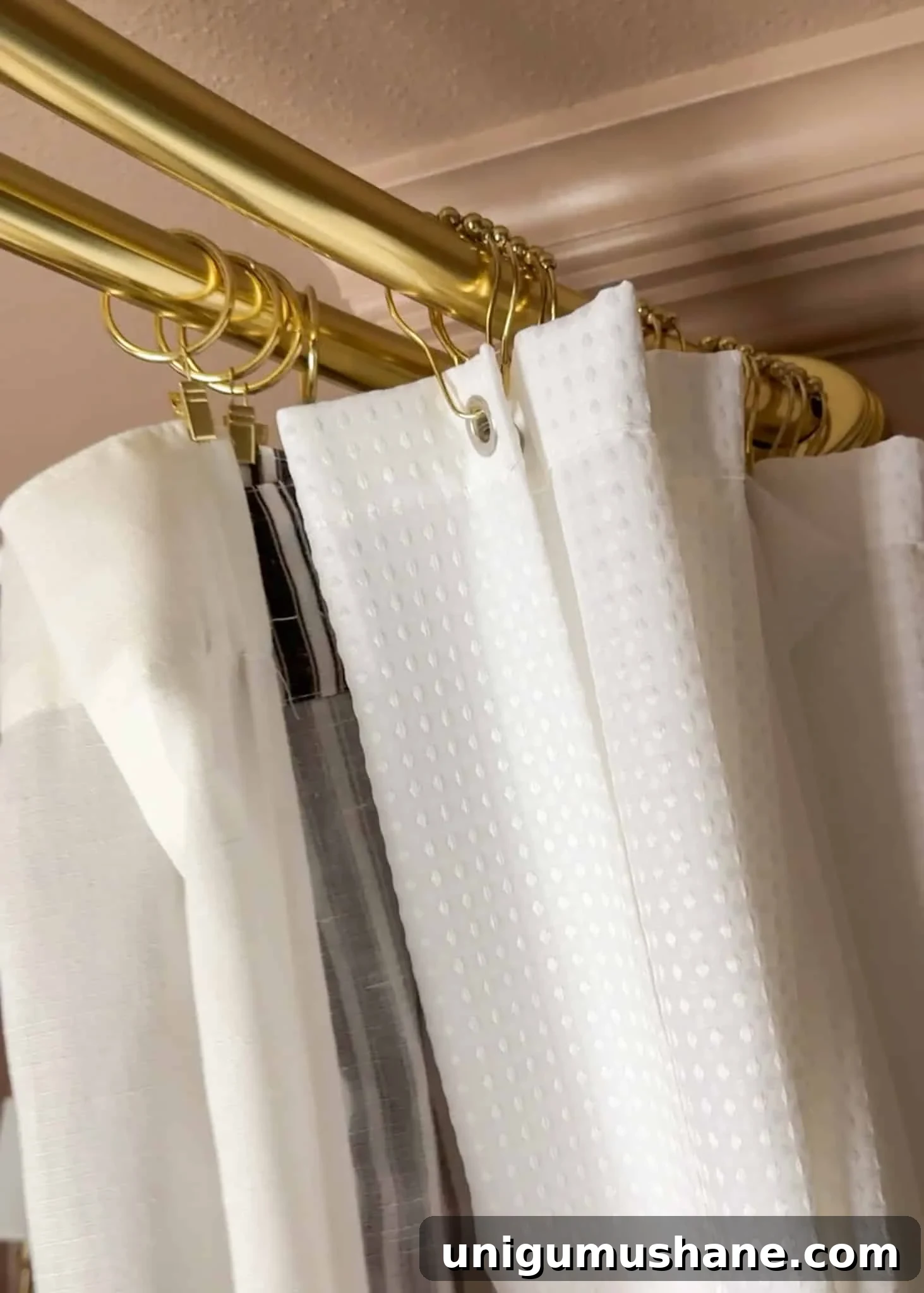 How to Hang an Extra-Long Shower Curtain Properly 7 hanging extra long shower curtain liner on a curtain rod