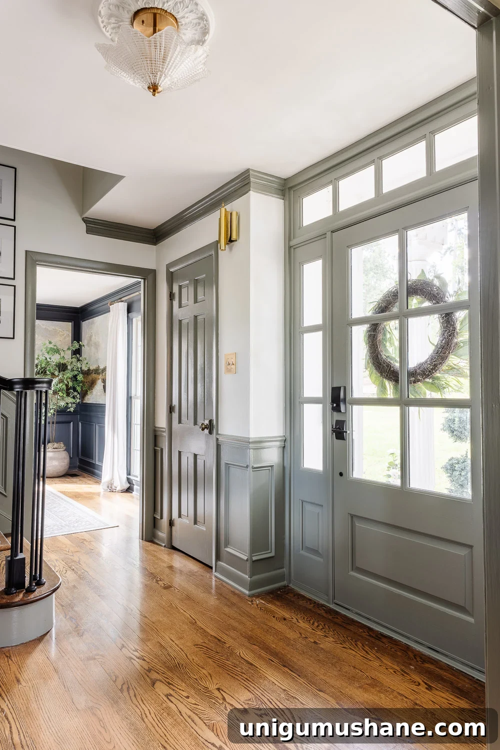 The Perfect Green Gray Paint Color for Your Home 5 front door painted green gray paint color Sherwin Williams Willowleaf