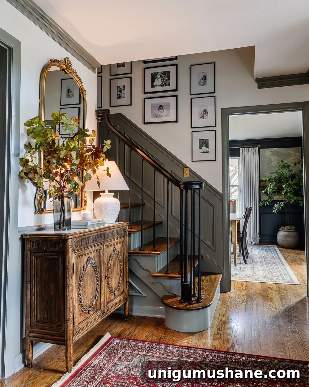 Stylish Entryway and Foyer Makeover Ideas Under $300 11 modern traditional foyer decorating ideas with contrast trim and credenza decor