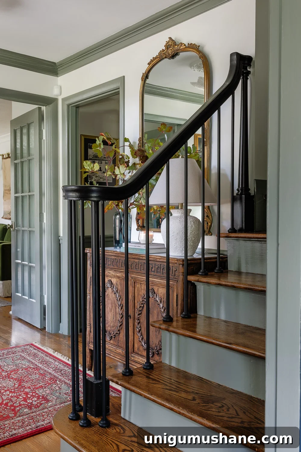 Stylish Entryway and Foyer Makeover Ideas Under $300 4 modern traditional foyer decorating ideas with painted stair risers