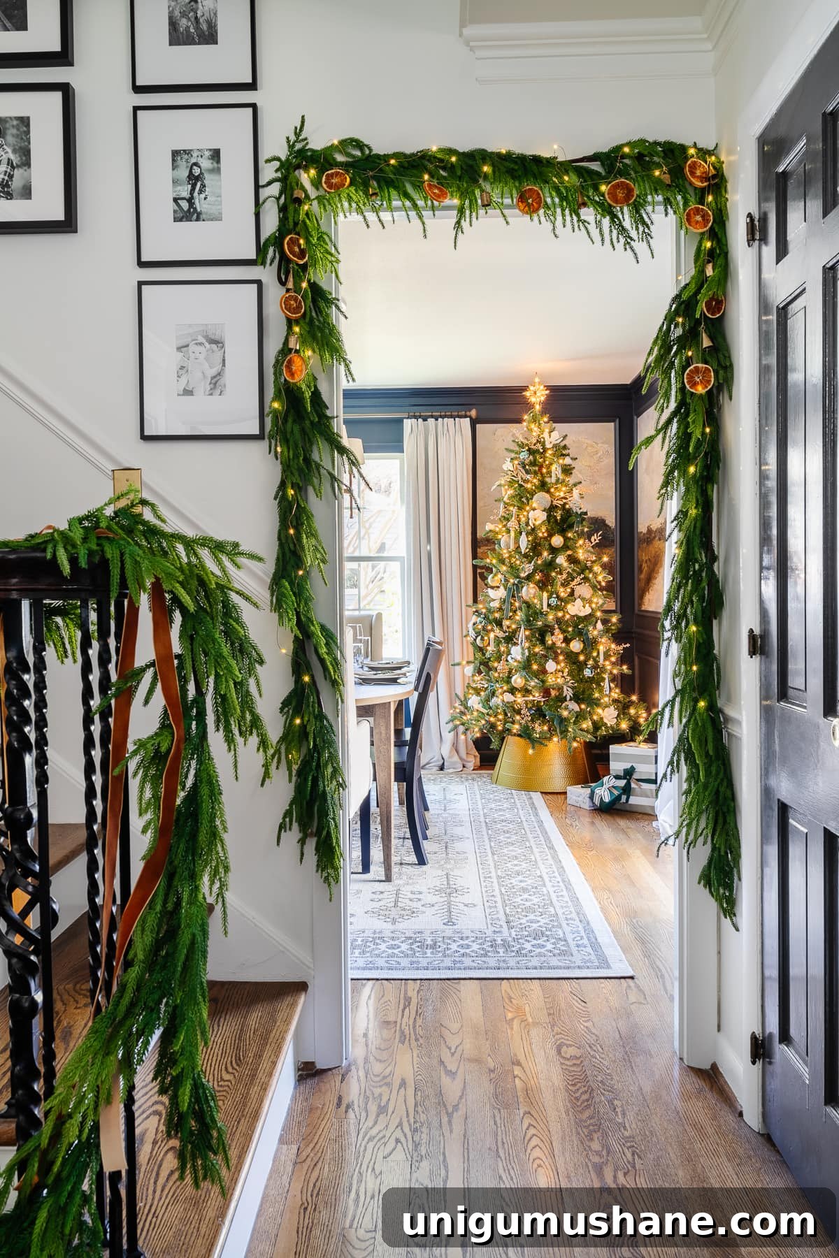 14 Natural Home Decor Ideas to Bring the Outdoors In 5 DIY orange slice garland for Christmas around a doorway