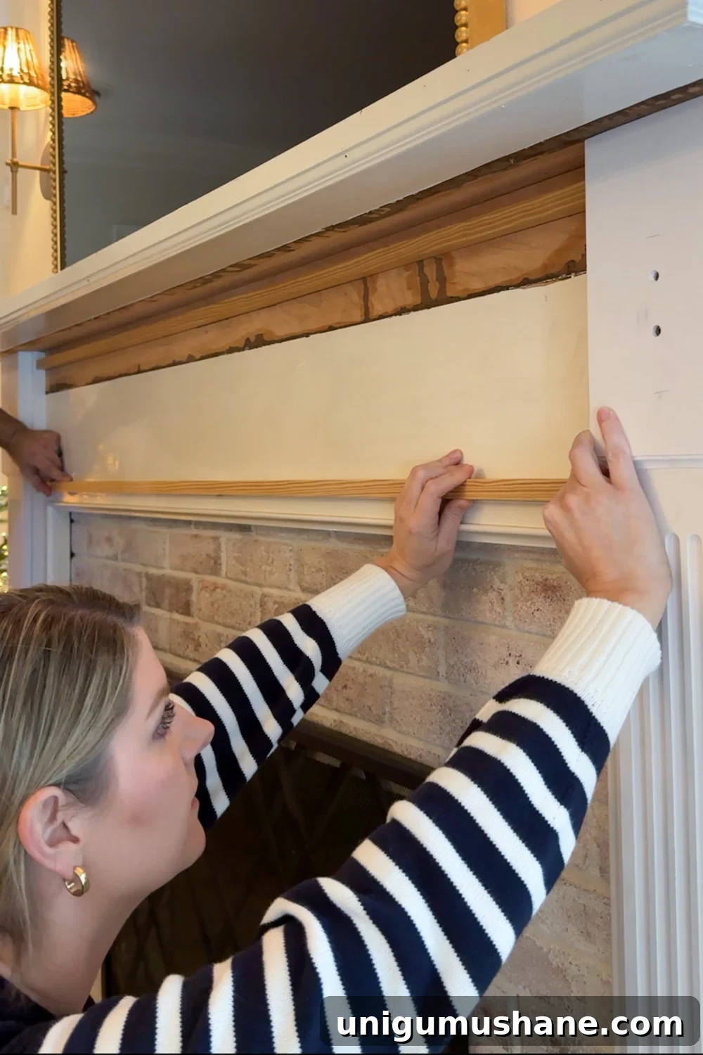 attaching 1x1 board to mantel header