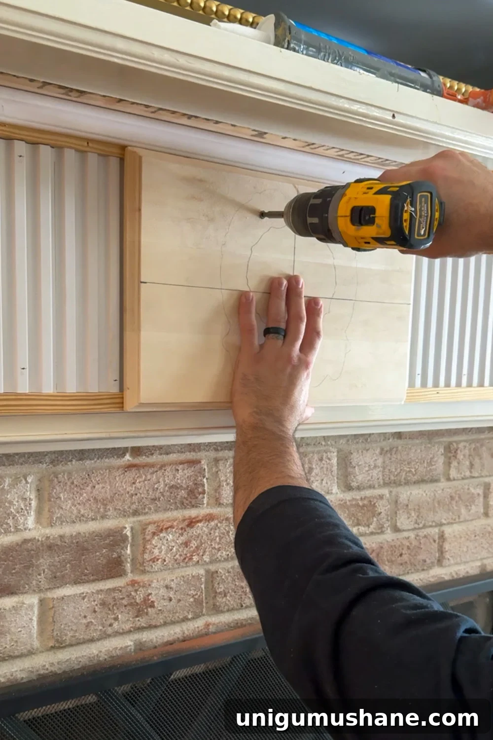 attaching overlay plinth to fireplace front