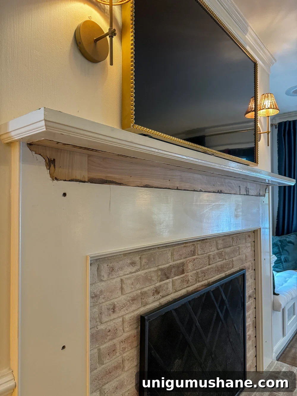 removing mantel shelf to add molding