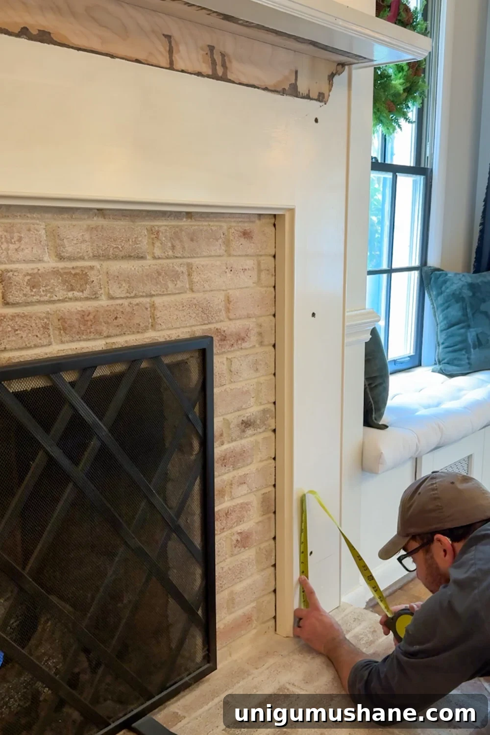 measuring to add molding to a fireplace