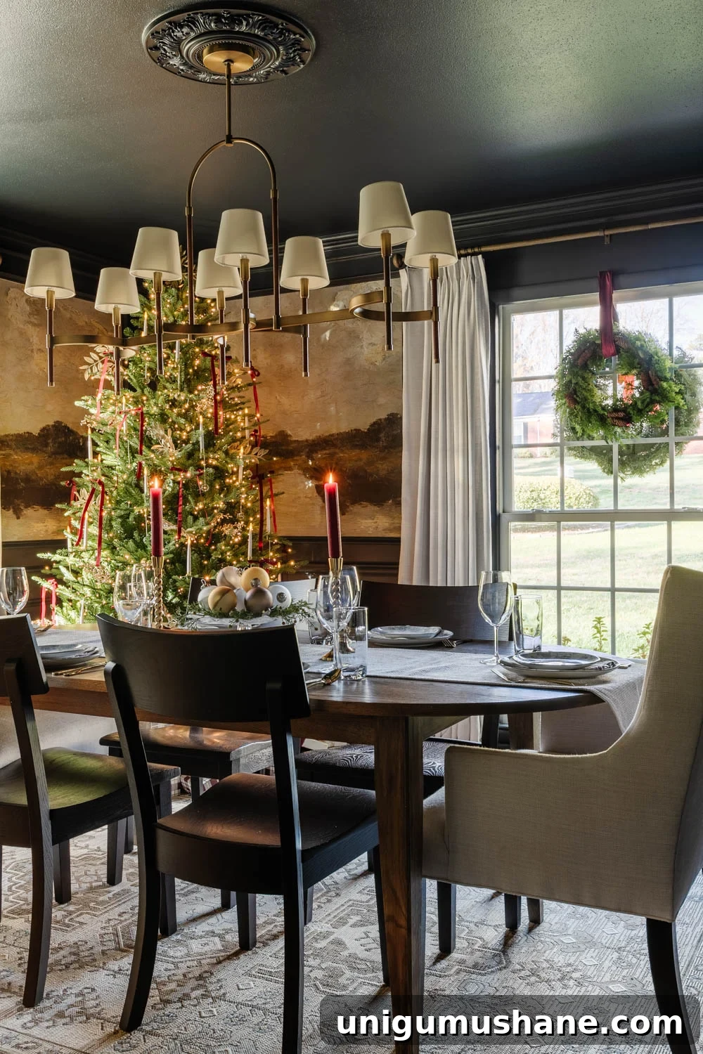 Modern Colonial Christmas Home Tour 2024: Holiday Decor Ideas 18 modern traditional colonial christmas home tour dining room