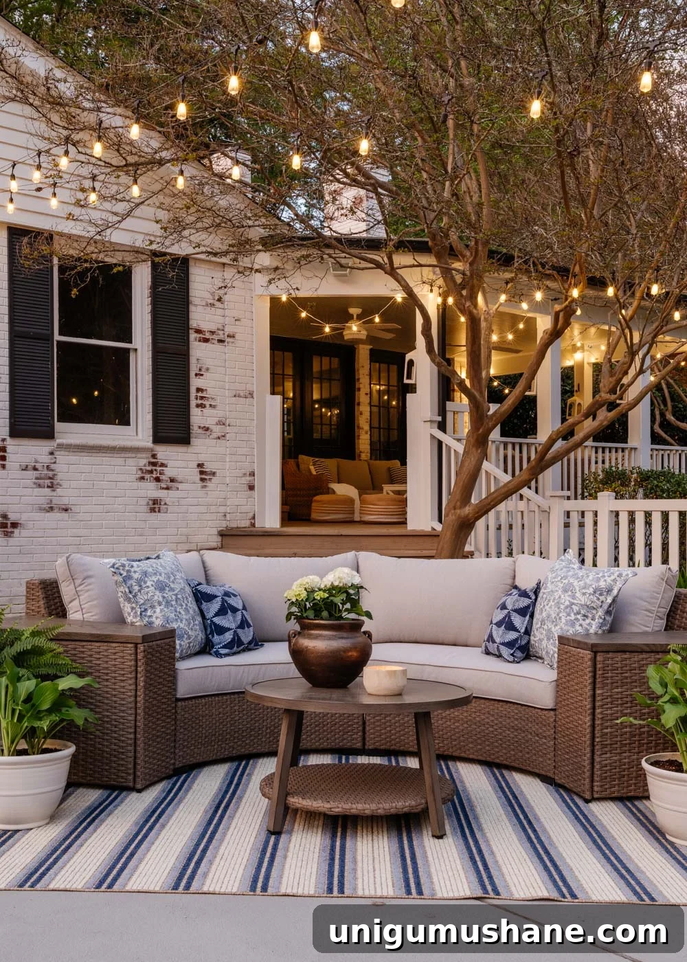 Outdoor Furniture Roundup: Save on Stylish Patio Picks 8 backyard furniture on patio with string lights