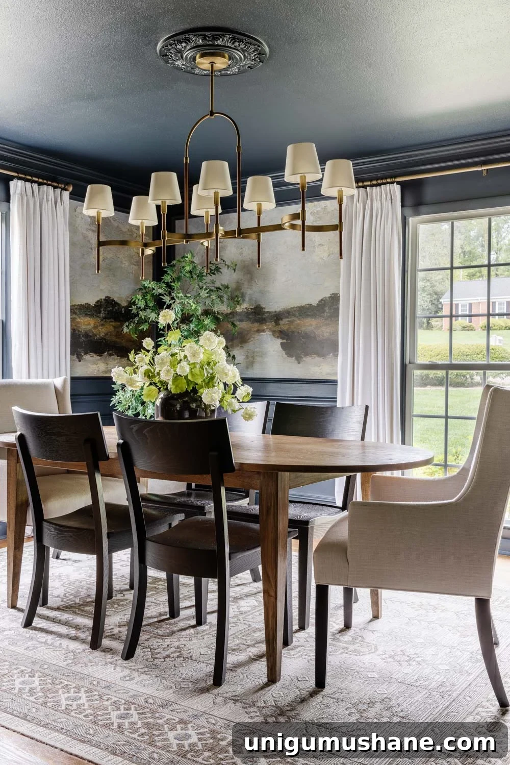Color Drenching: Trend or Timeless Style? 4 color drenched dining room in navy blue