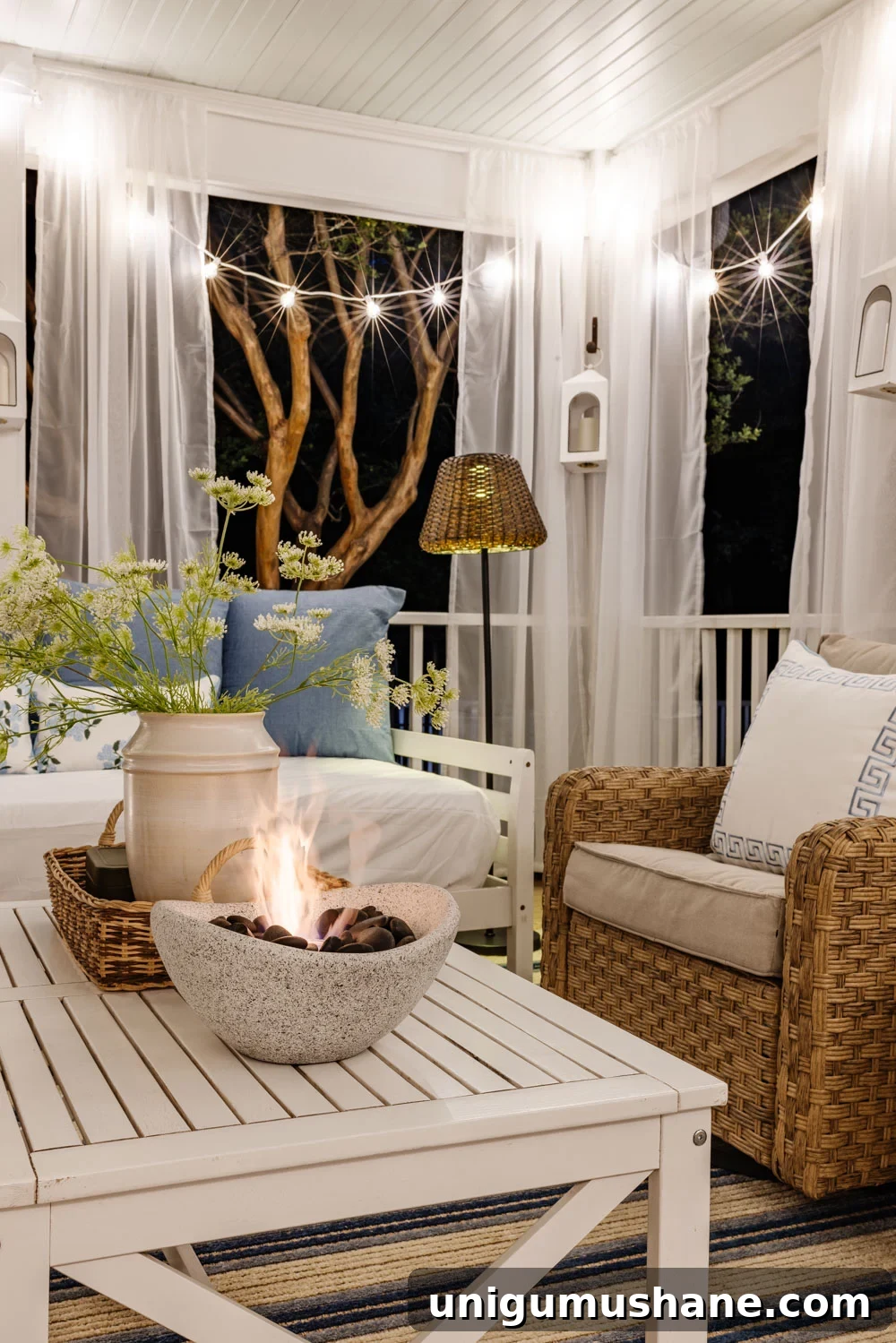 How We Turned Our Backyard into a DIY Outdoor Living Room 6 outdoor living room with fireplace on a back porch