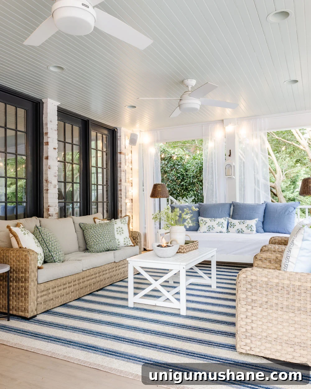 How We Turned Our Backyard into a DIY Outdoor Living Room 7 outdoor living room with fireplace on a back porch