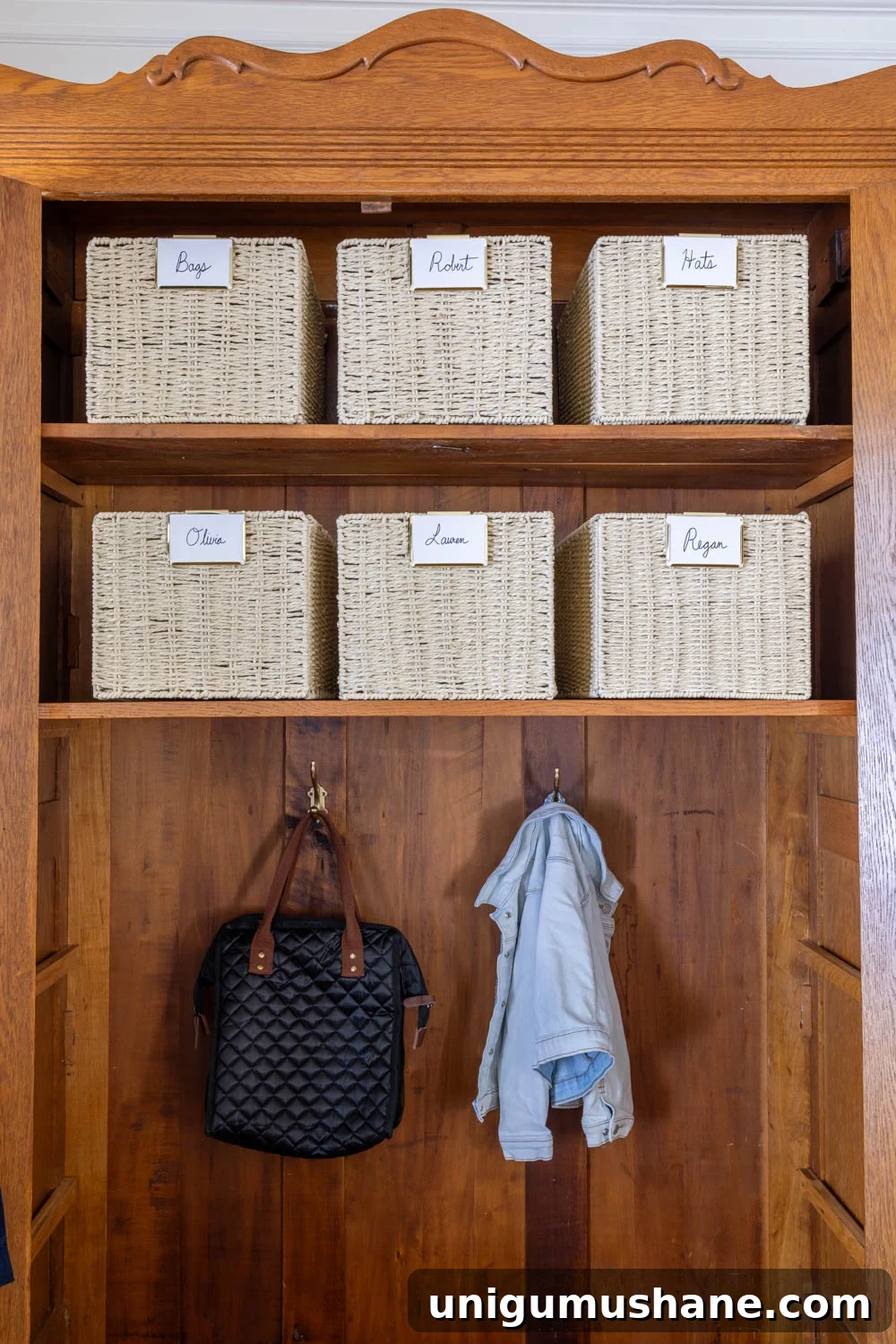 How We Added Entryway Storage Without a Mudroom 4 armoire coat closet in an entryway for storage without a mudroom