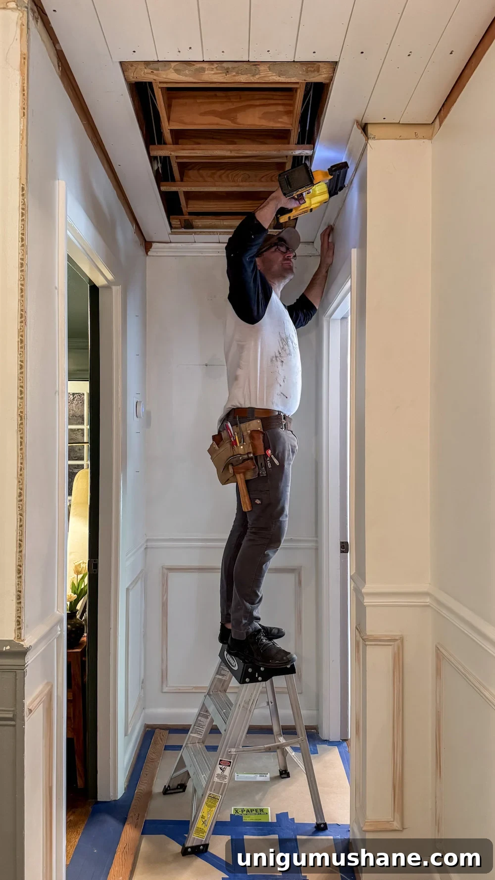 Hide Your Attic Door with a Tongue and Groove Ceiling 13 how to hide attic door in ceiling with tongue and groove