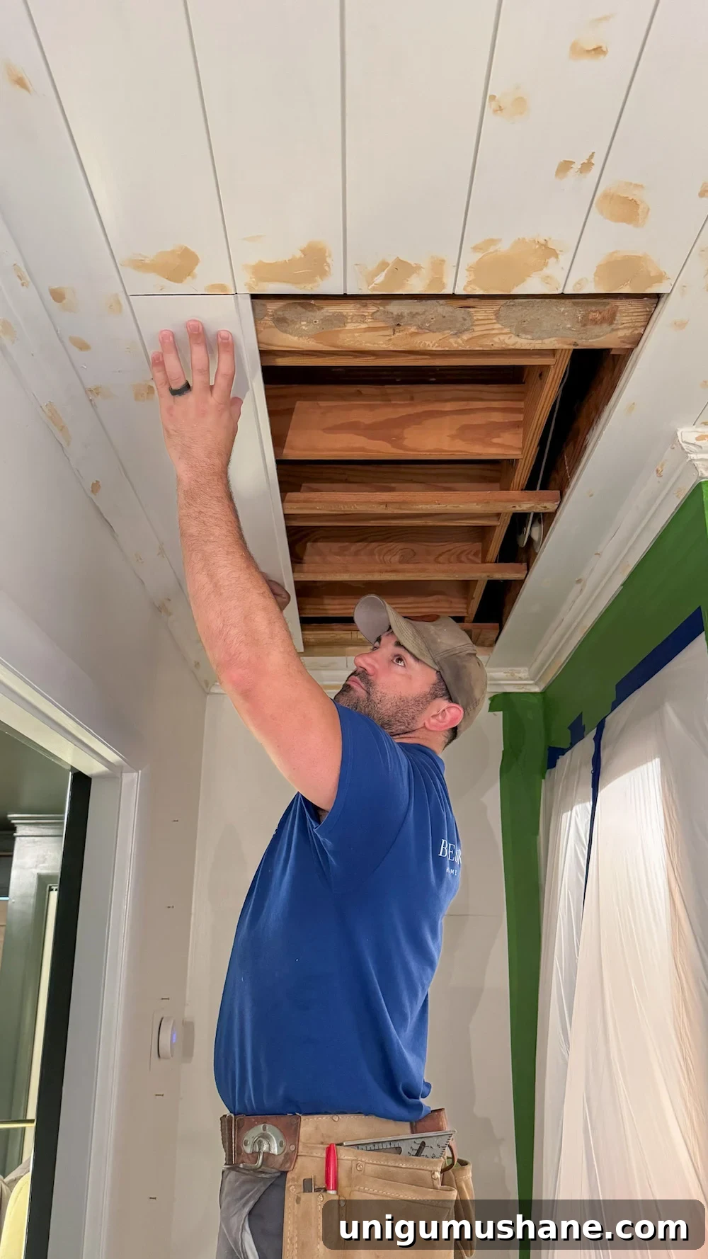 Hide Your Attic Door with a Tongue and Groove Ceiling 14 how to hide attic door in ceiling with tongue and groove