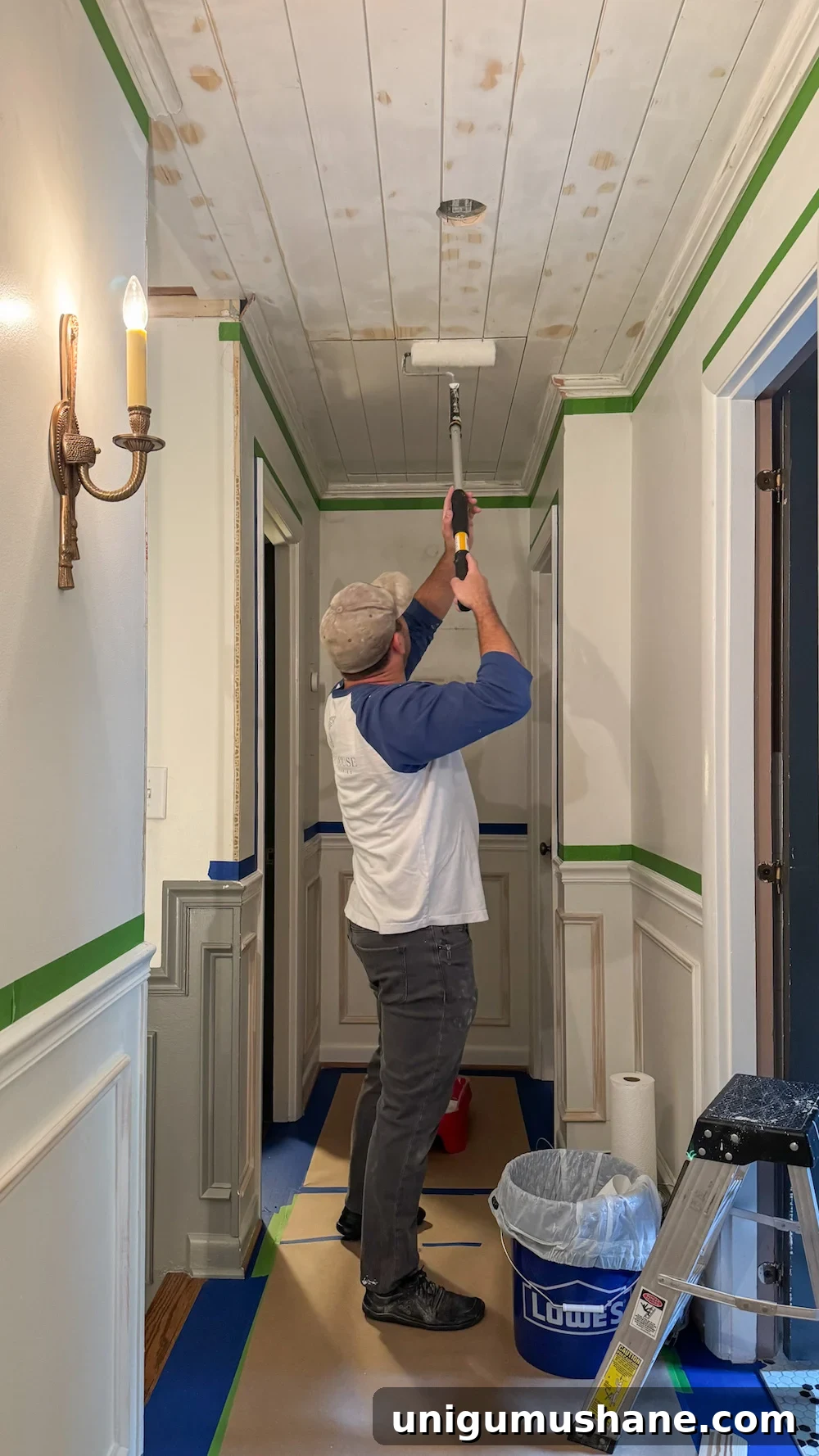 how to hide attic door in ceiling with tongue and groove