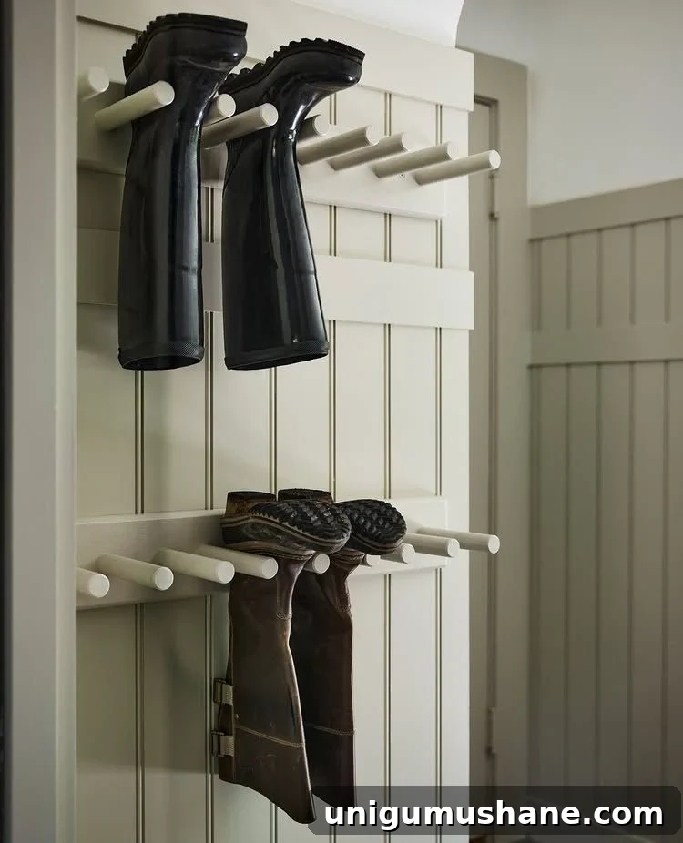 Small Space Laundry Room Ideas to Maximize Storage 26 laundry room shoe storage pegs