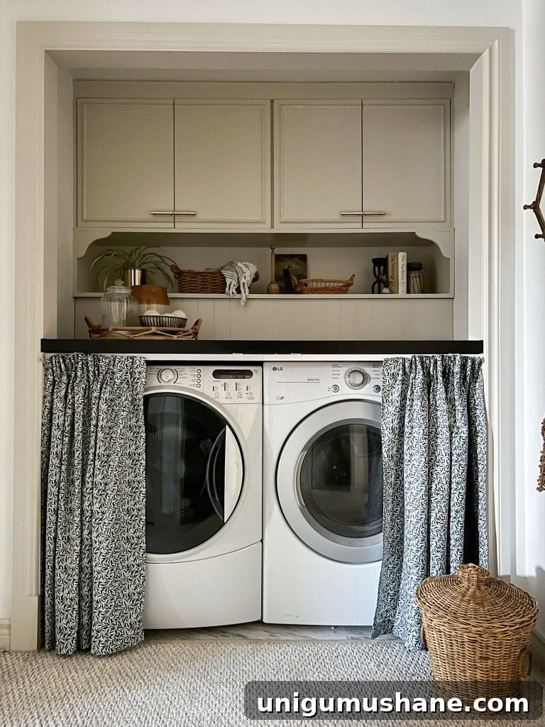 Small Space Laundry Room Ideas to Maximize Storage 29 laundry hideaway skirt