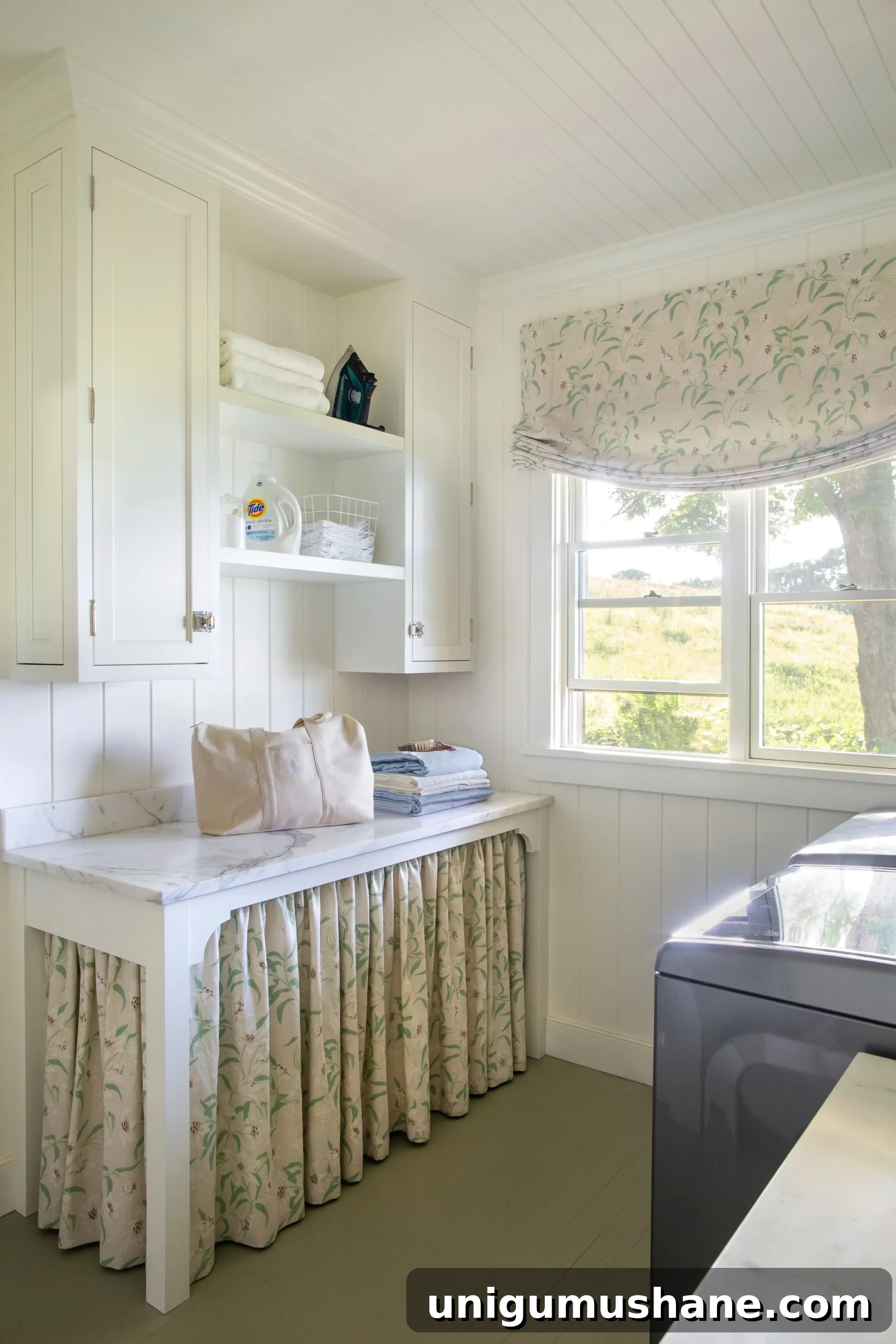 Small Space Laundry Room Ideas to Maximize Storage 10 laundry folding table with skirt