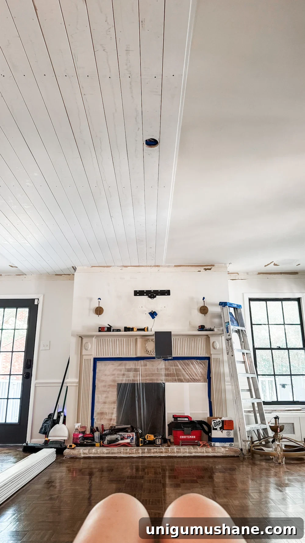How to Install a Shiplap Ceiling with Crown Molding 7 DIY shiplap ceiling