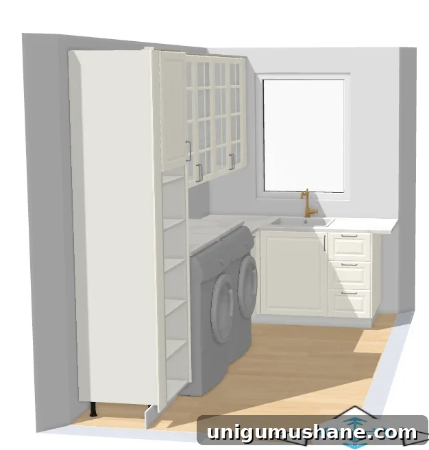 ikea laundry room cabinets in a narrow laundry room using kitchen planner