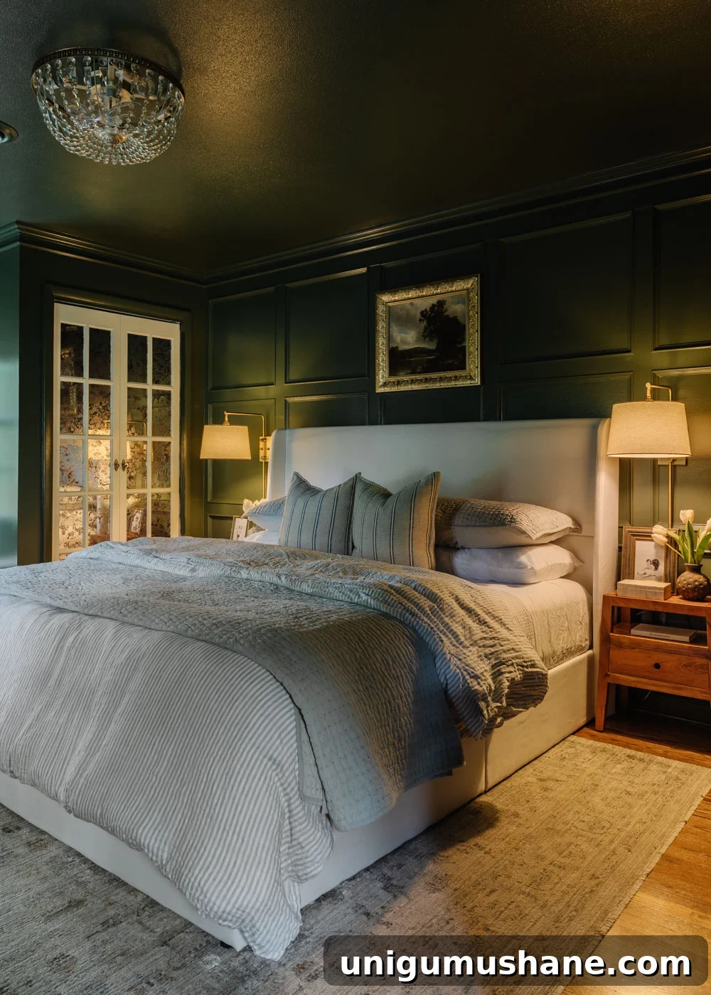 100+ Quick DIY Home Upgrades for a Long Holiday Weekend 5 crystal fandelier in a bedroom