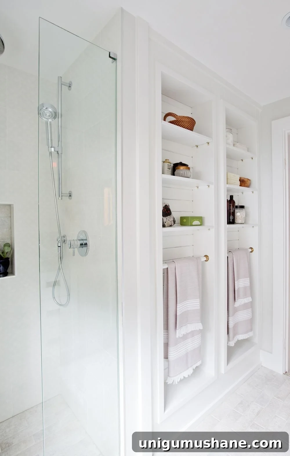 30+ Ways to Use Space Between Wall Studs for Storage 16 recessed towels bars between studs