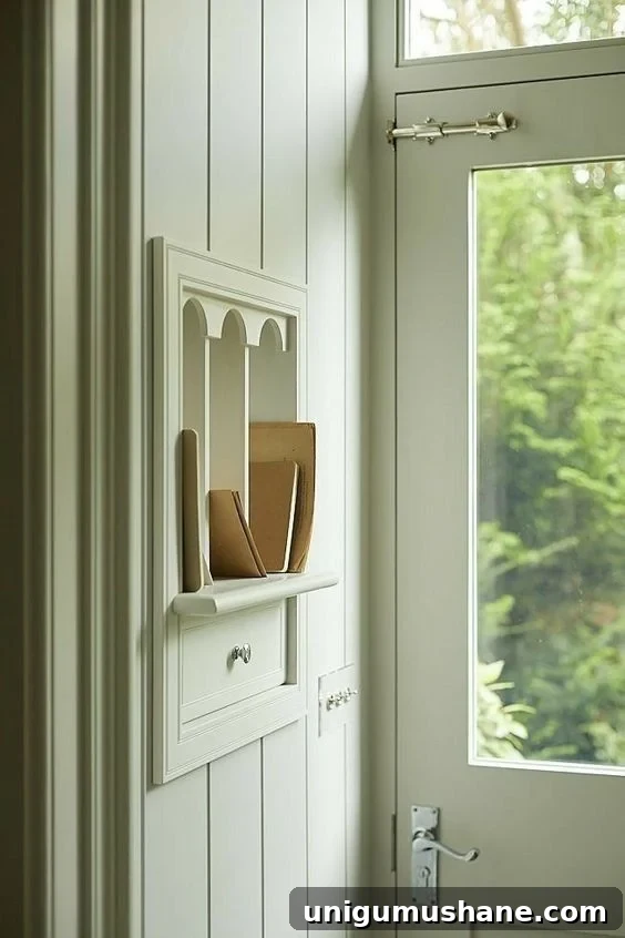30+ Ways to Use Space Between Wall Studs for Storage 5 recessed mail sorter between studs