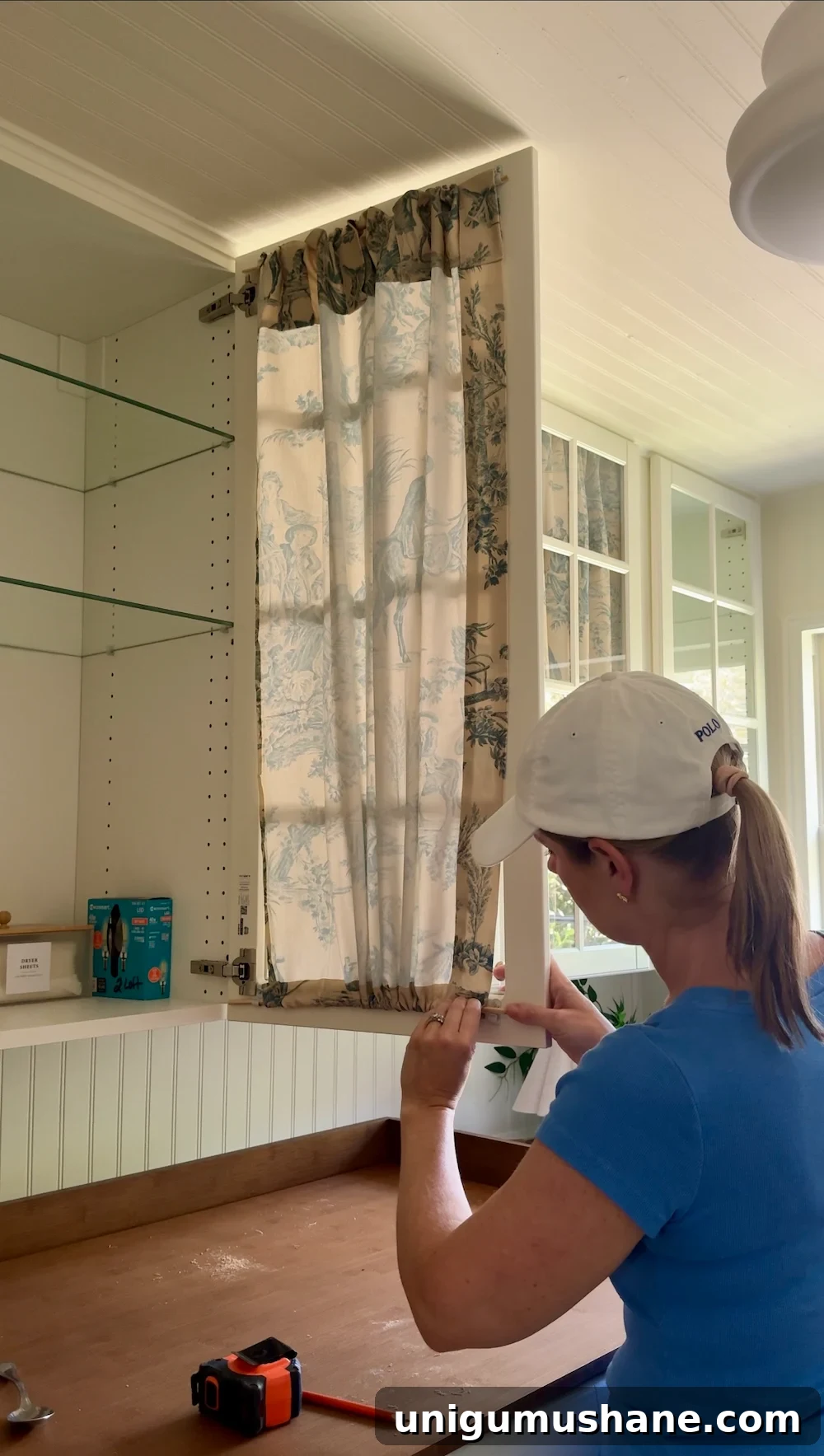 Transform Cabinets with No-Sew Fabric Doors That Hide Clutter 12 No Sew DIY Fabric Cabinet Doors That Hide Clutter in Style