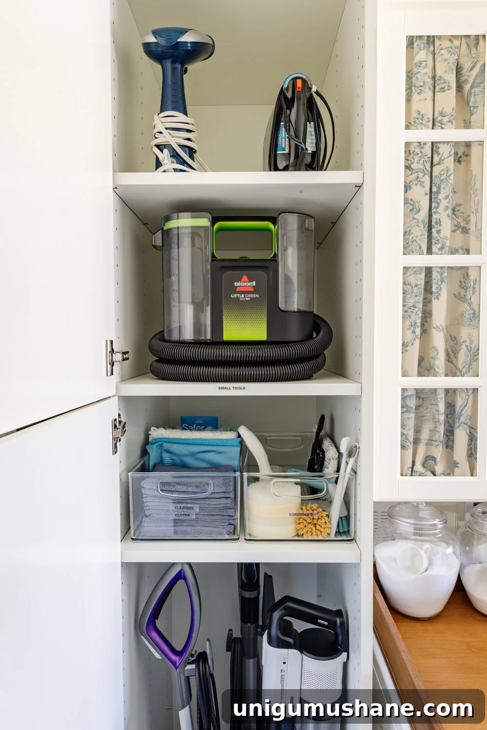 Maximize Storage in a Small Laundry Room 11 hidden diy broom cupboard and cleaning supply storage in a laundry room