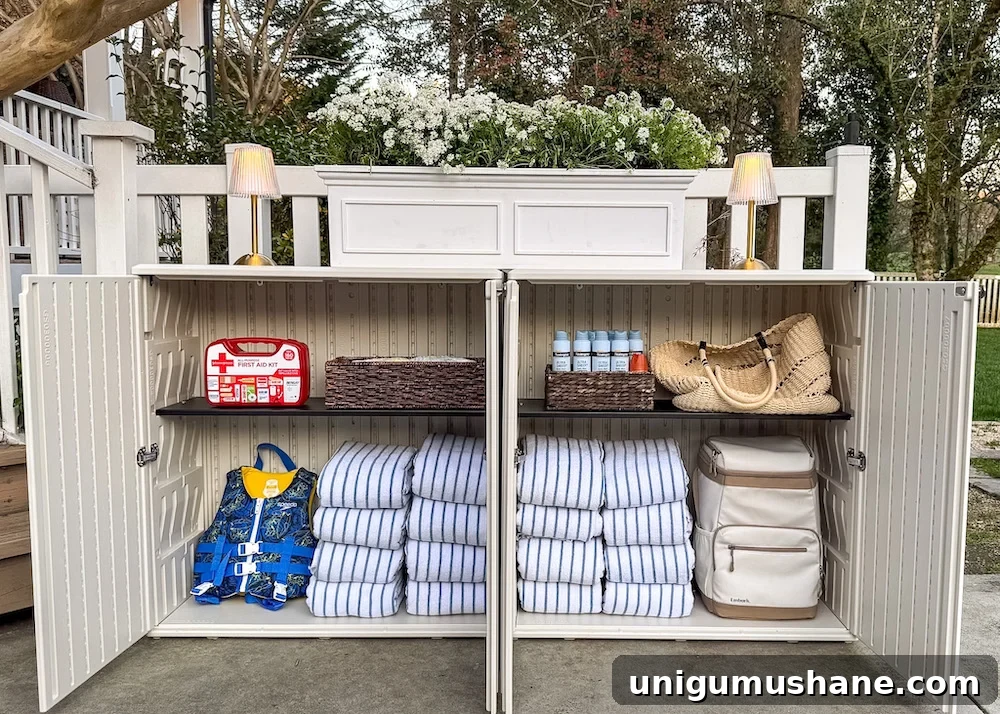 backyard party guest hosting station outdoor buffet table using deck boxes