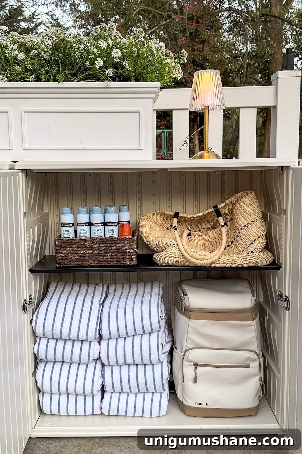 backyard party guest hosting station outdoor buffet table using deck boxes